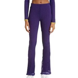 Sammy B Nordstrom Diamond Mesh Bootcut Pants Purple Lined Size M NWT